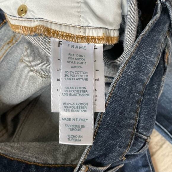 Frame Denim Le Garcon Denim Jeans Skinny Size 26 Dark Wash Factory Distressed - Picture 10 of 10